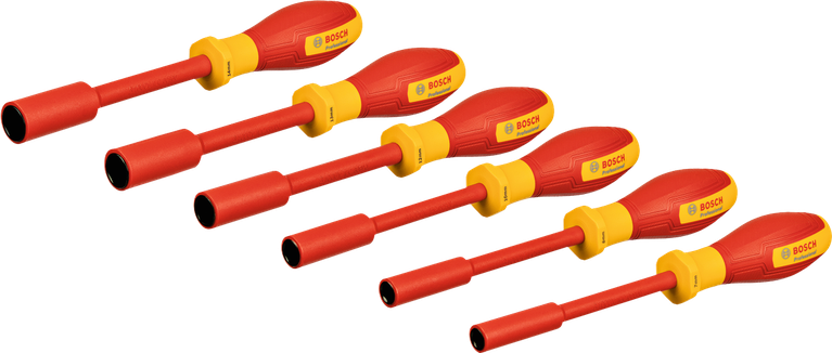 مجموعة مفاتيح ربط Bosch VDE، 6 قطع بمقابض معزولة.